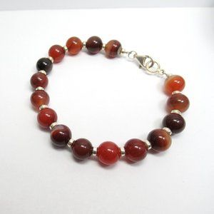 Carnelian and Sterling bead Bracelet